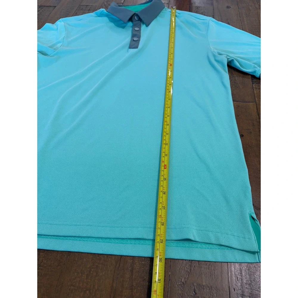 Adidas Climacool Golf Polo Shirt Mens Small Aqua Blue Grey Trim Short Sleeve